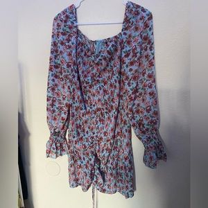 Shein blue and burgundy ruched dress